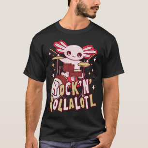 Rolig Axolotl som spelar trummor - Söt amfibie Roc T Shirt