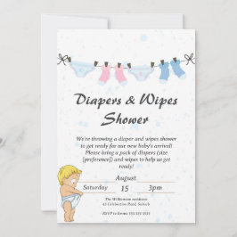 Rolig Baby Ble och Blöjor Shower Inbjudan