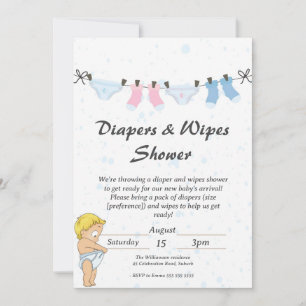 Rolig Baby Ble och Blöjor Shower Inbjudan