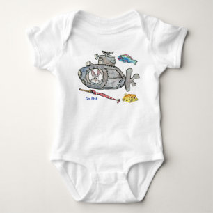 Rolig baby för tecknadubåtfiskar tee