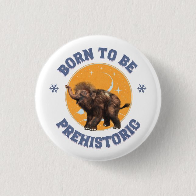 Rolig Baby Mammut Förhistorisk Födelsedag Knapp (Framsida)