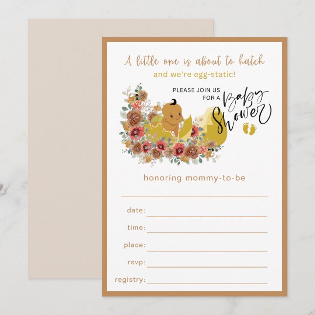 Rolig Baby Shower ifyllningsinbjudan nr 2 Inbjudningar (Fram/baksida)