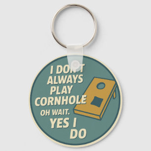 Rolig Backyard Game Enthusiast Cornhole Spelare Nyckelring
