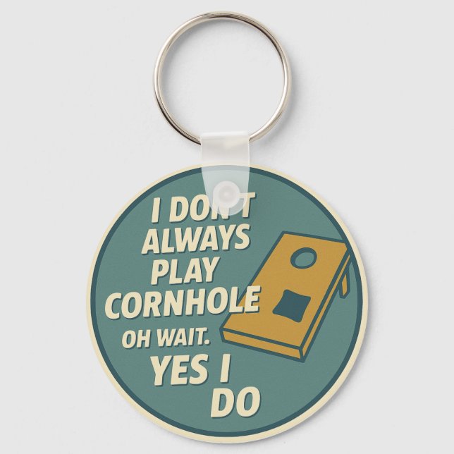 Rolig Backyard Game Enthusiast Cornhole Spelare Nyckelring (Framsida)