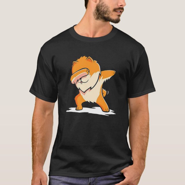 Rolig badda Gif för dans för Pomeranian hund T Shirt (Framsida)