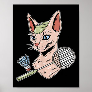 Rolig badminton Devon Rex katt projektil Poster