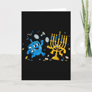 Rolig Badminton Dreidel Menorah Hanukkah Barn Kvin Kort