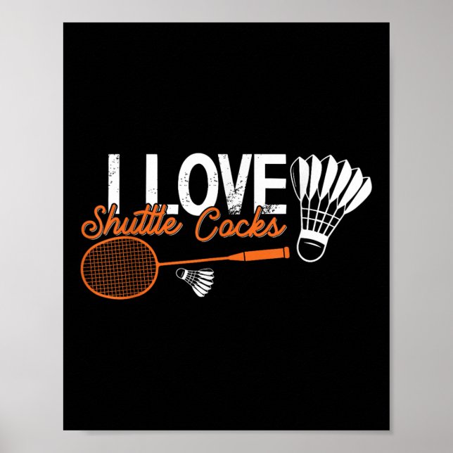 Rolig Badminton Humor Smash Shuttle Fågel Sport 1 Poster (Framsidan)
