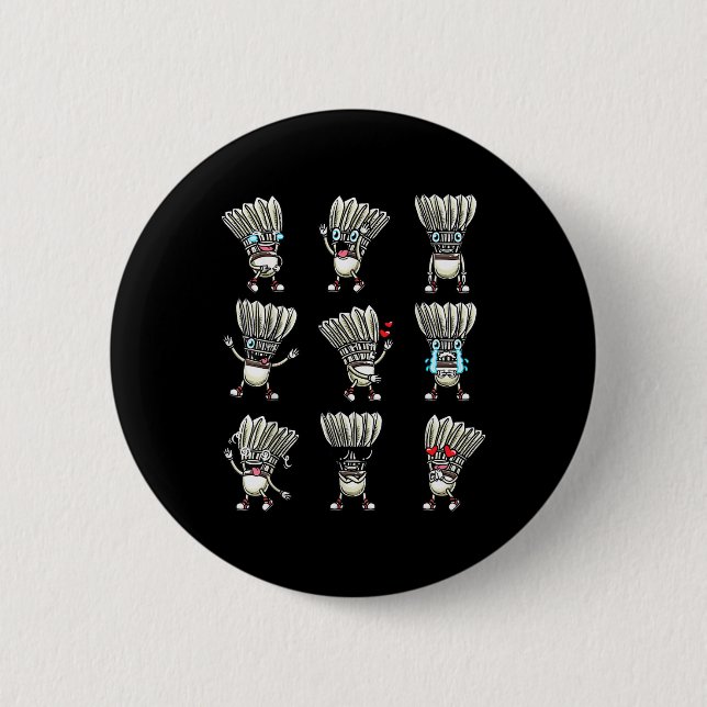 Rolig Badminton Shuttle Spelare Design Män Kvinnor Knapp (Framsida)