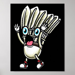Rolig Badminton Shuttle Spelare Design Män Kvinnor Poster