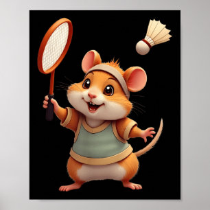 Rolig Badmintonkonst För Män Kvinnor Tränare Badmi Poster