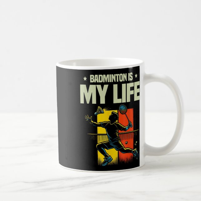 Rolig Badmintonspelare Älskar Shuttle Design  Kaffemugg (Höger)