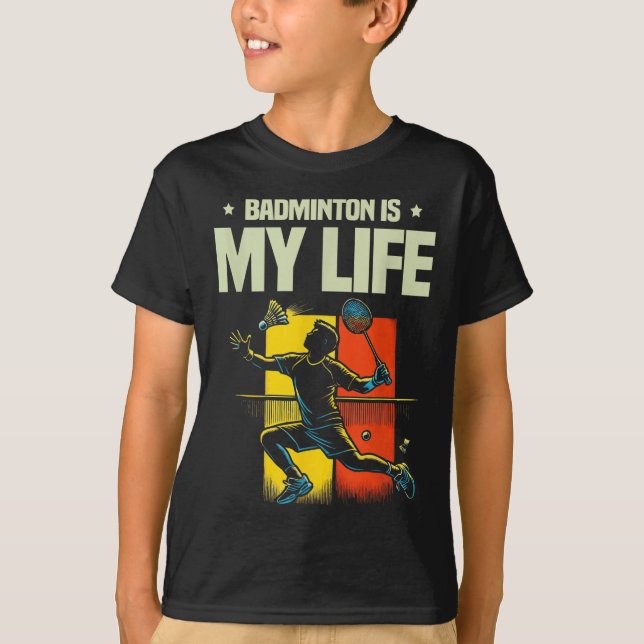Rolig badmintonspelare Älskar Shuttle Design  T Shirt (Framsida)