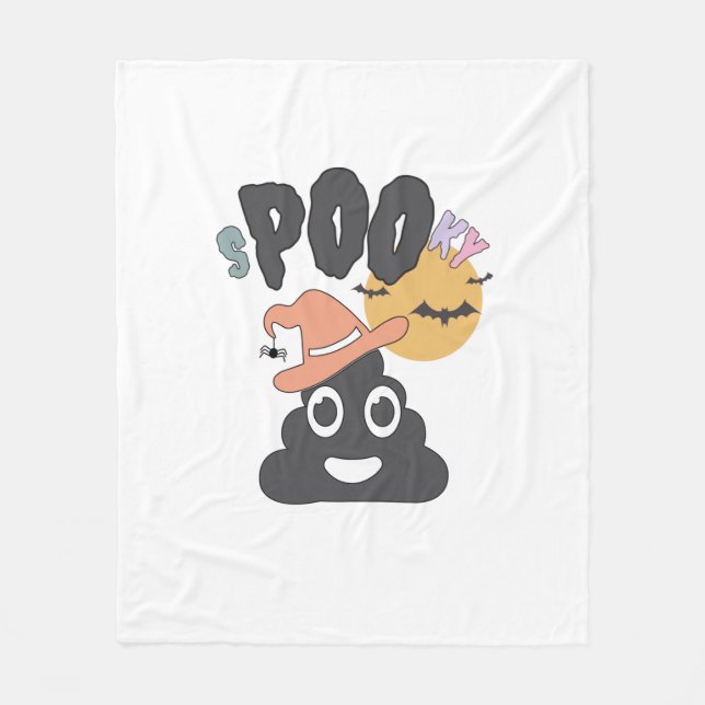Rolig badrumshumor Halloween spöklik bajsdesign   Fleecefilt (Framsidan)