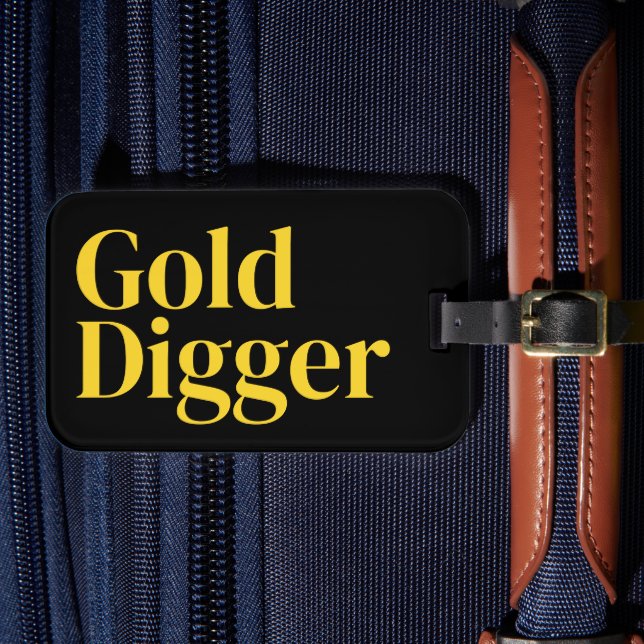 Rolig bagagetikett för resväskor med texten Gold D Bagagebricka (Framsida Insitu 4)