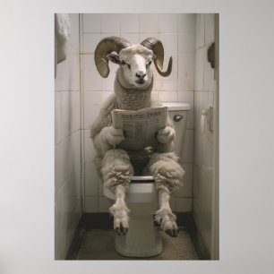 Rolig Bagge Toalett Tryck Bighorn Får Badrum