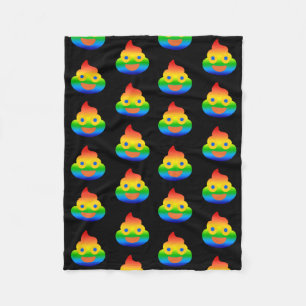 Rolig Bajs Emoji Regnbågsfärg Leende Ansikte Humor Fleecefilt