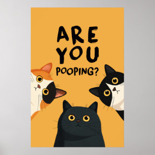 Rolig Bajsar Du Katt Toalett Katter Poster
