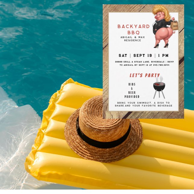 Rolig bakgårds grillfest och poolparty inbjudningar (Skapare uppladdad)