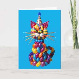 Rolig Ballong Katt Konst Färgrik Djur Humor Kort