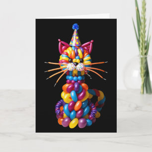 Rolig Ballong Katt Konst Färgrik Djur Humor Kort