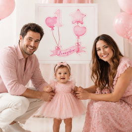 Rolig ballongflicka Namngiven 1-årsdag Klistermärken