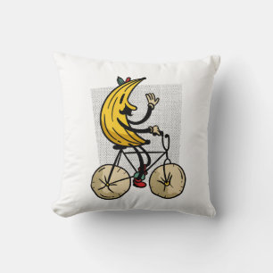 Rolig Banan Cyklist Tecknad Design Kudde