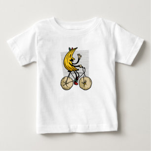 Rolig Banan Cyklist Tecknad Design T Shirt