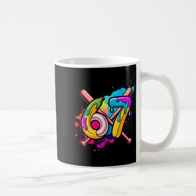 Rolig Banana Baseboll 67 Glass Dropp Meme  Kaffemugg (Höger)