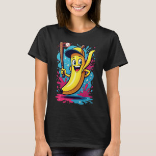 Rolig Banana Basebollspelare Tecknad Film – Frukts T Shirt