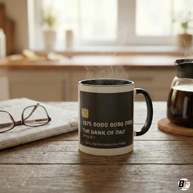 Rolig Bank of Dad-kreditkort Fars dag-present Mugg (Skapare uppladdad)