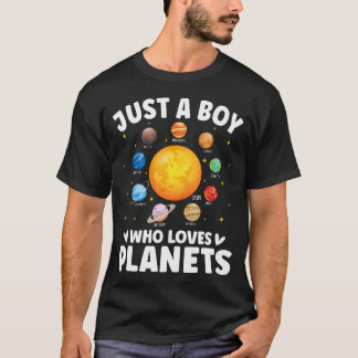 Rolig Bara En Pojke Som älskar Planeter Sol Stjärn T Shirt