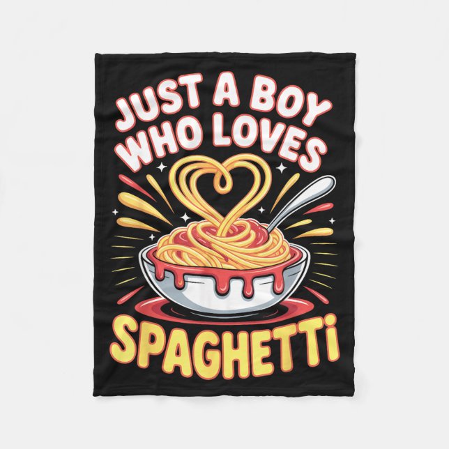 Rolig bara en pojke som älskar Spaghetti  Fleecefilt (Framsidan)