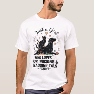 rolig Bara en tjej som älskar katter och hundar ma T Shirt