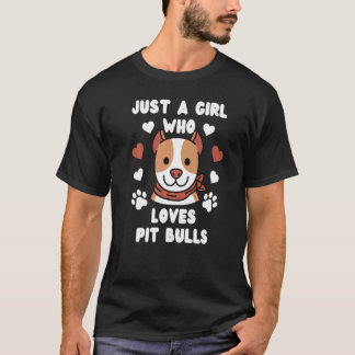 Rolig Bara En Tjej Som Älskar Pit Bulls Hund T Shirt