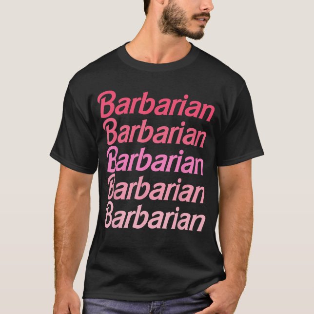 Rolig barbar rosa skämtkläder retro t shirt (Framsida)