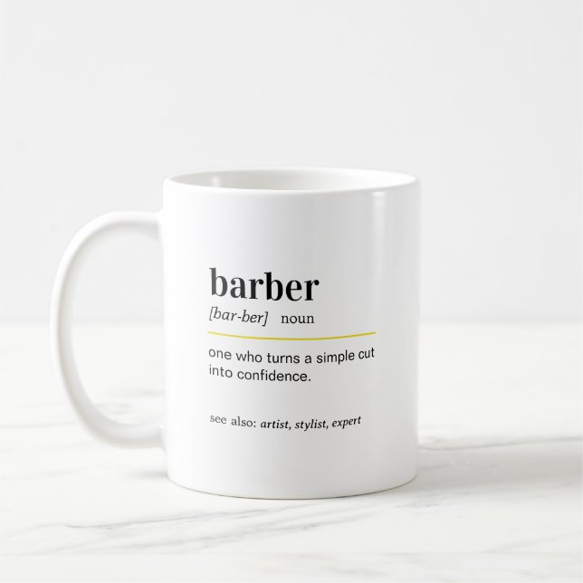 Rolig barberare definition gåva kaffemugg (Vänster)