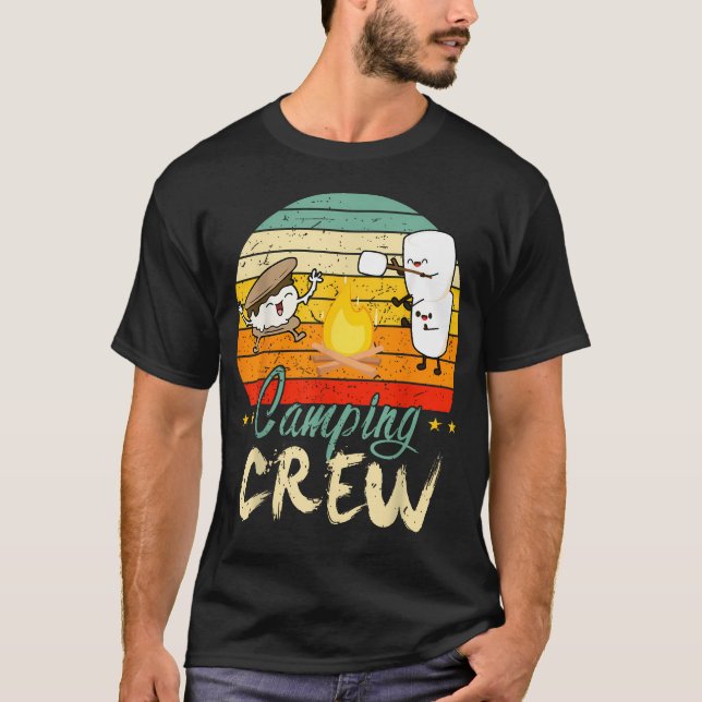 Rolig barn camping besättning småpojkar kvinnor fa t shirt (Framsida)