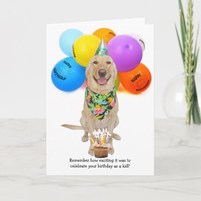 Rolig barnhund/äldre hundfödelsedag kort (Framsida)