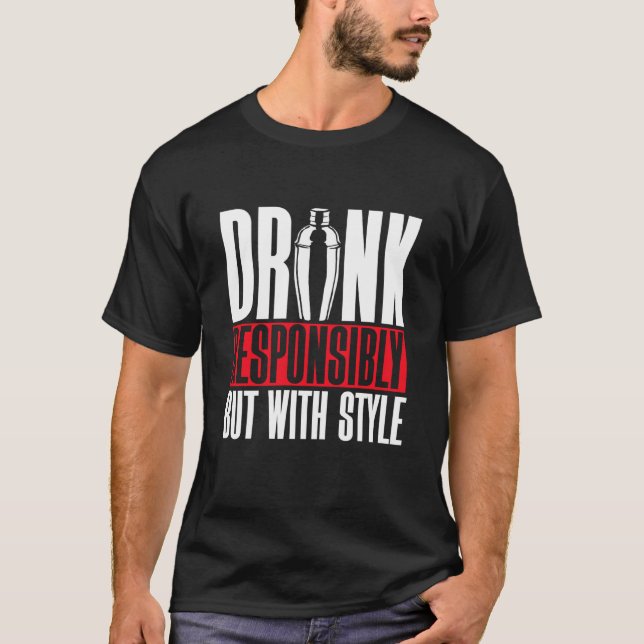 Rolig bartender Älskare Mixing Dricka Bartending T Shirt (Framsida)
