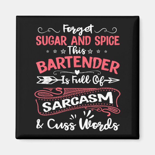 Rolig bartender Sarksastiska kvinnor som strävar Magnet (Framsidan)