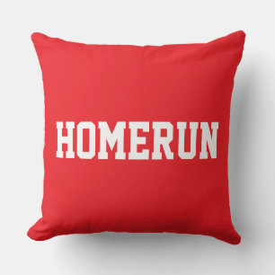 Rolig baseball HOMERUN Vit text på klarröd Kudde