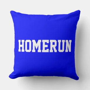 Rolig baseball HOMERUN Vit text på kunglig blå Kudde