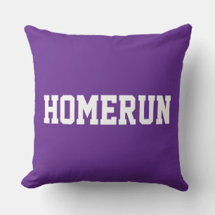 Rolig baseball HOMERUN Vit text på kunglig lila Kudde