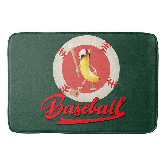 Rolig Baseballdesign med Banan Slugger Anpassad Gr Badrumsmatta (Framsidan)