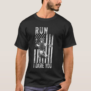 Rolig Baseboll Fångare Lopp Jag Utmanar Dig Amerik T Shirt