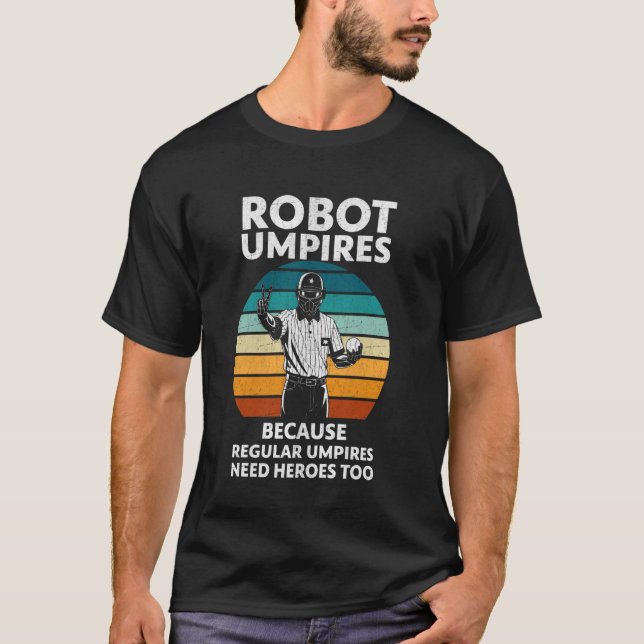 Rolig Baseboll Robot Domare Strike Zon Retro Vint T Shirt (Framsida)