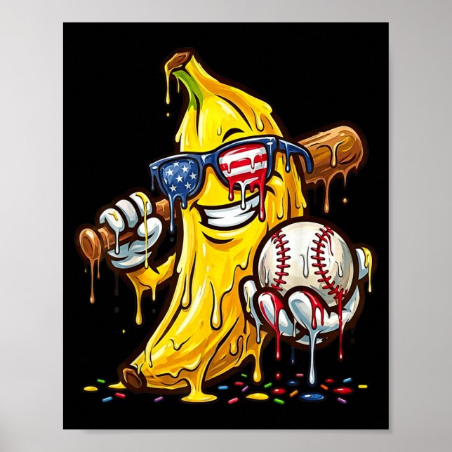 Rolig basebollstapp Amerikansk flagga pojkar barn  Poster (Framsidan)