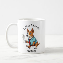 Rolig Basenji Hund Affärsdräkt Kaffe Kaffemugg