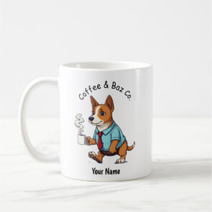 Rolig Basenji Hund Affärsdräkt Kaffe Kaffemugg